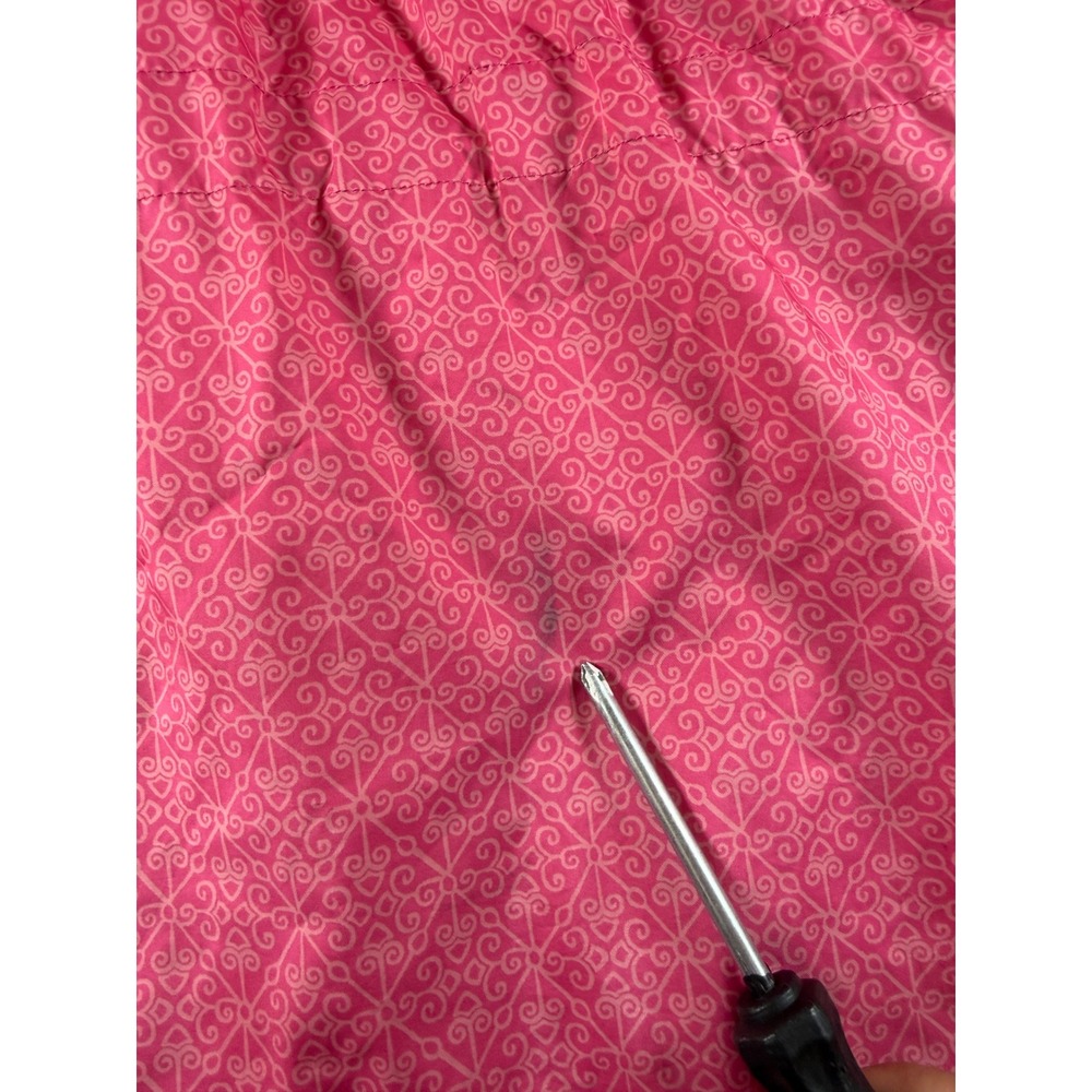 Columbia Pink Geometric Pattern Hooded Windbreaker Jacket Womens Medium 1625861 - Picture 11 of 13
